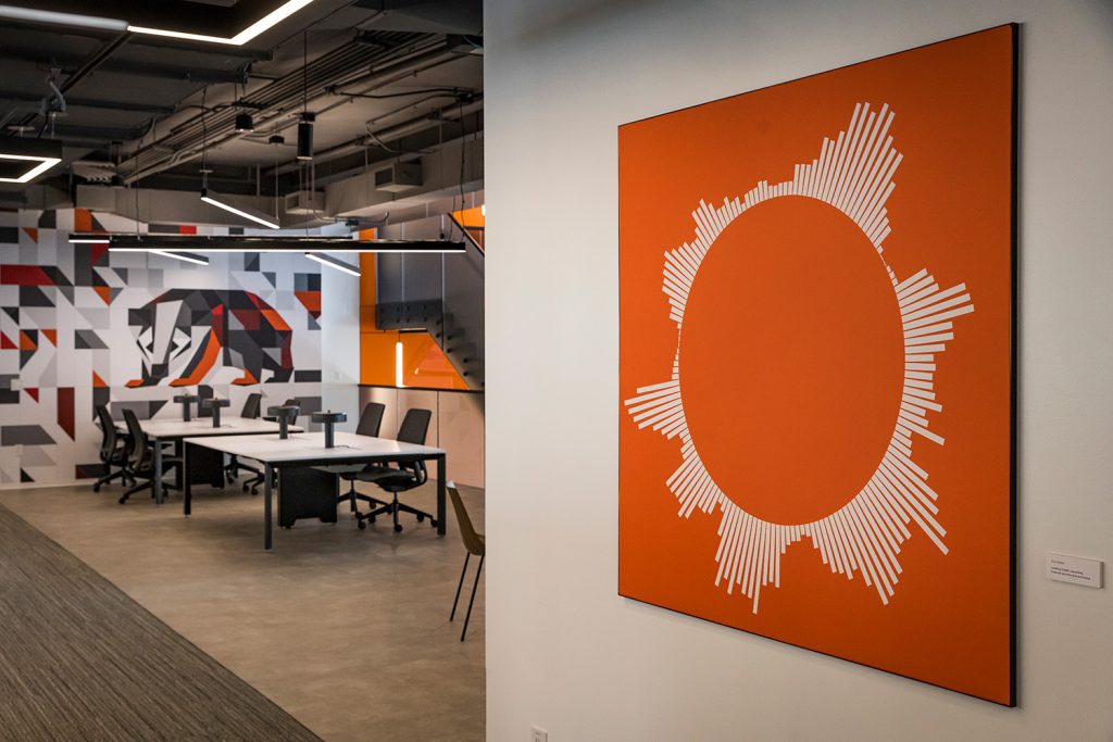 Milwaukee Fiserv Headquarters Soundwave Art and Badger Wall Mural